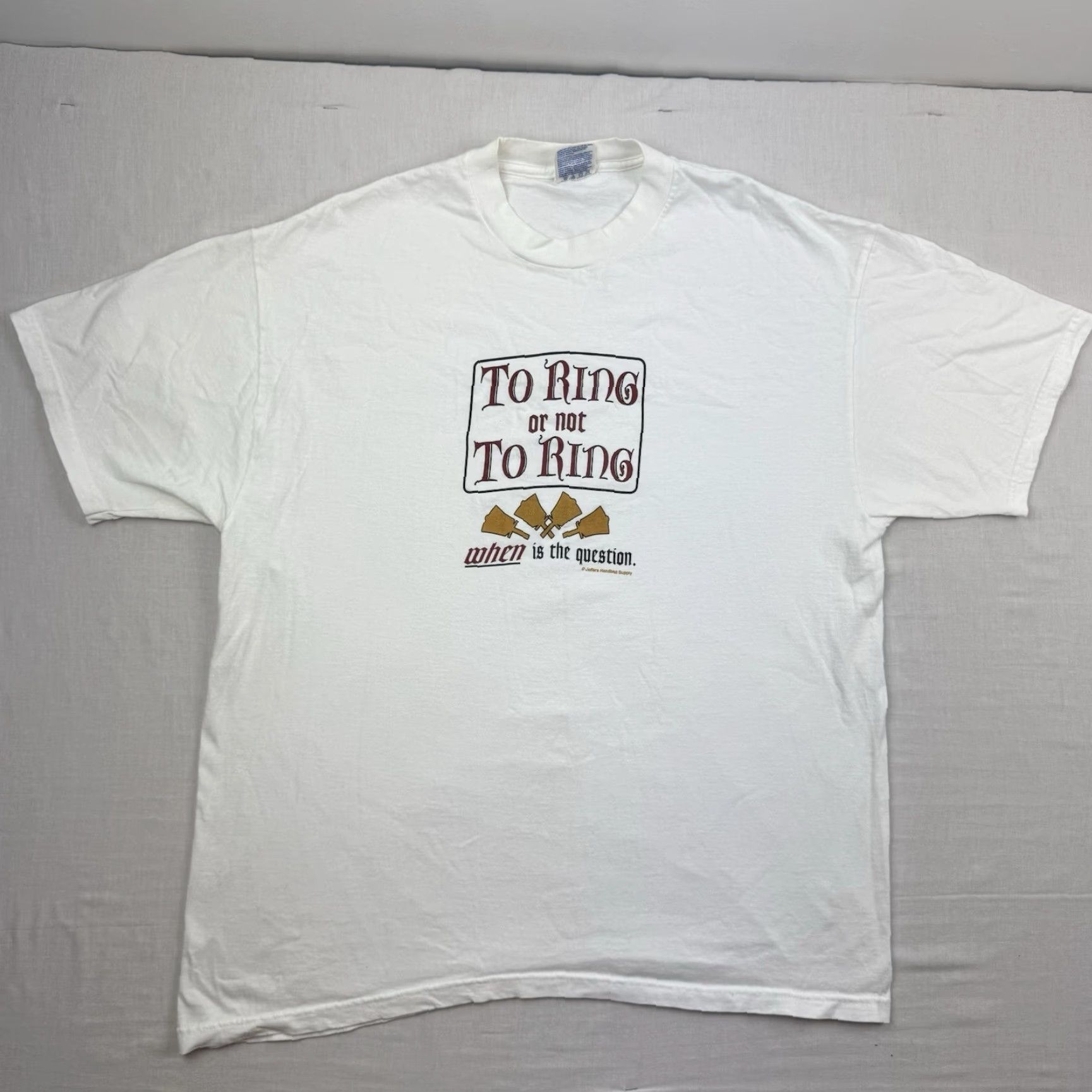 Hanes VINTAGE Hanes T-Shirt Adult XL White 90s Promo Hand Bell Jeffers Supply Men's Size US XL / EU 56 / 4 - 2 Thumbnail