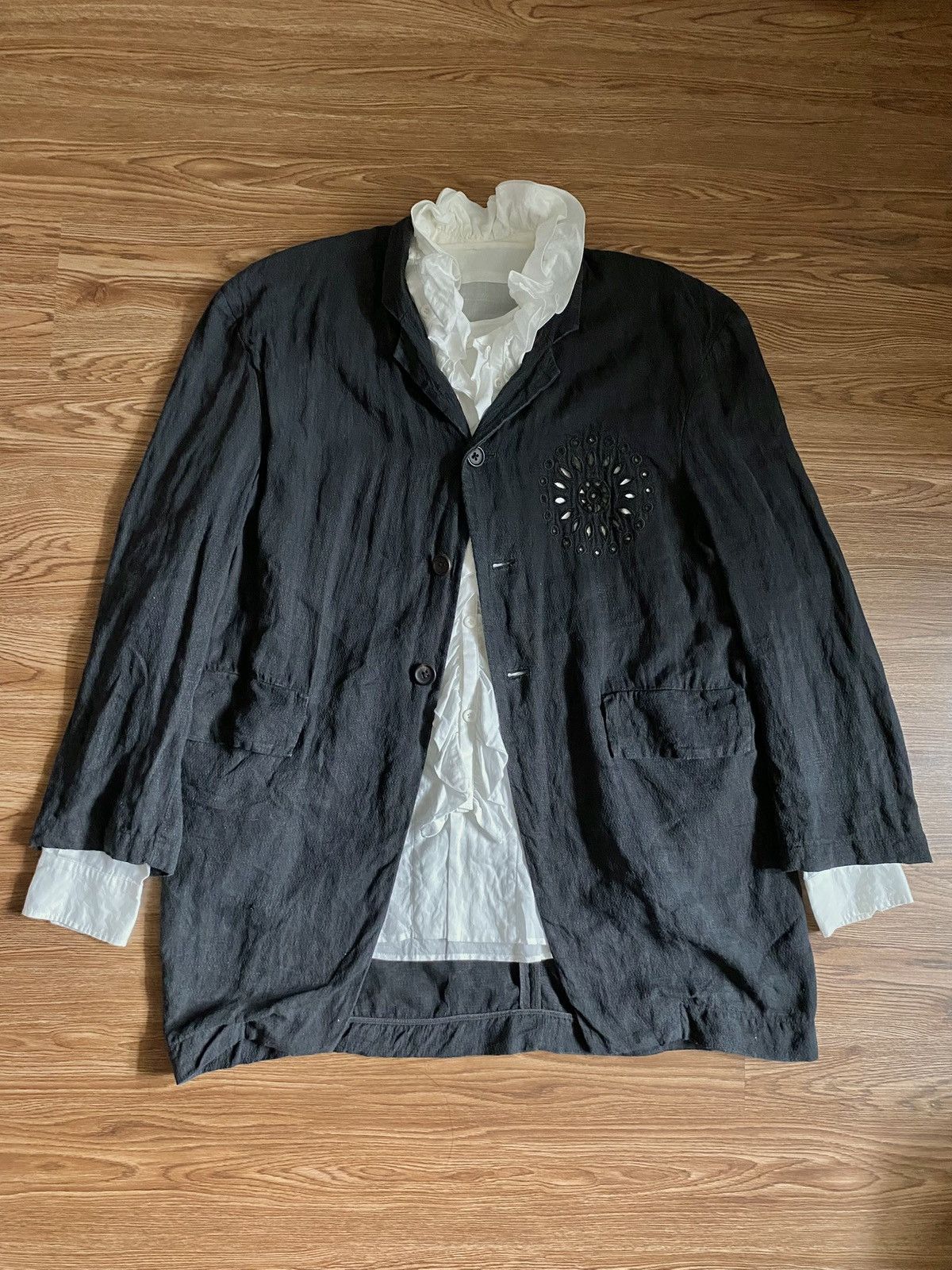 Yohji Yamamoto Yohji Yamamoto Pour Homme Fireworks Cut-Out Jacket SS87 Size US M / EU 48-50 / 2 - 6 Thumbnail