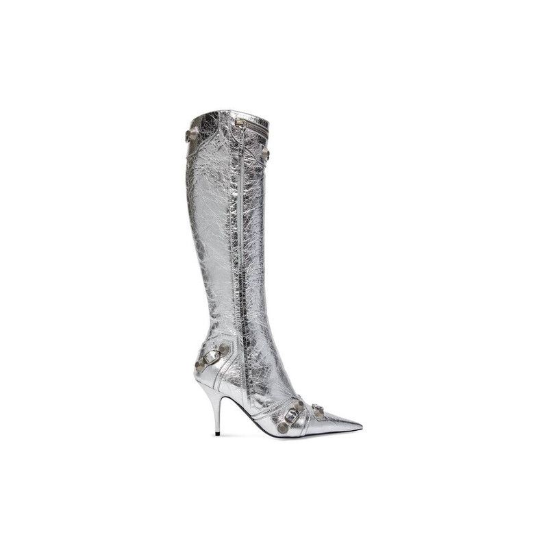Balenciaga o1srvl11e0426 Cagole 90mm Boots Metallized in Silver Size US 9 / IT 39 - 1 Thumbnail