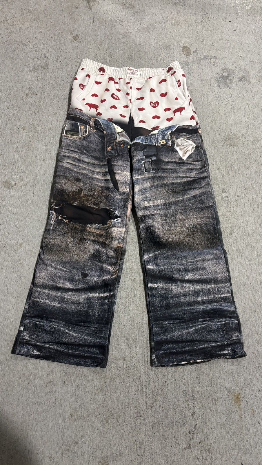 Designer Rotborough “Bad Day Sweatpants” Trompe L'Oeil Size US 32 / EU 48 - 1 Thumbnail