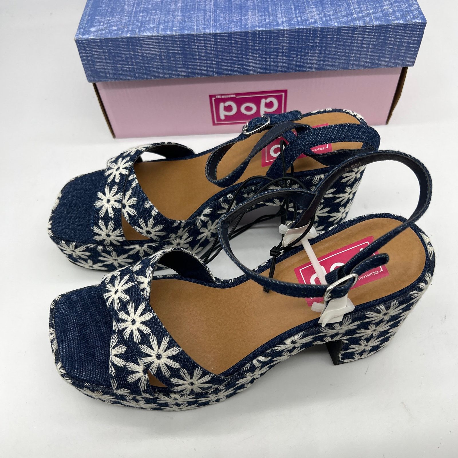 Other Pop Womens Grandiose Heeled Sandals Blue White Size 9.5M Size US 9.5 / IT 39.5 - 4 Thumbnail