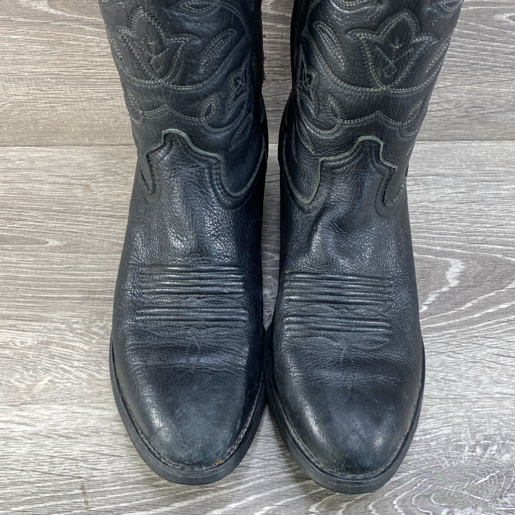 Ariat VINTAGE Ariat Womens 6 B Black Leather Deertan Heritage Round R Toe Cowboy Western Boots Size US 6 / IT 36 - 4 Thumbnail