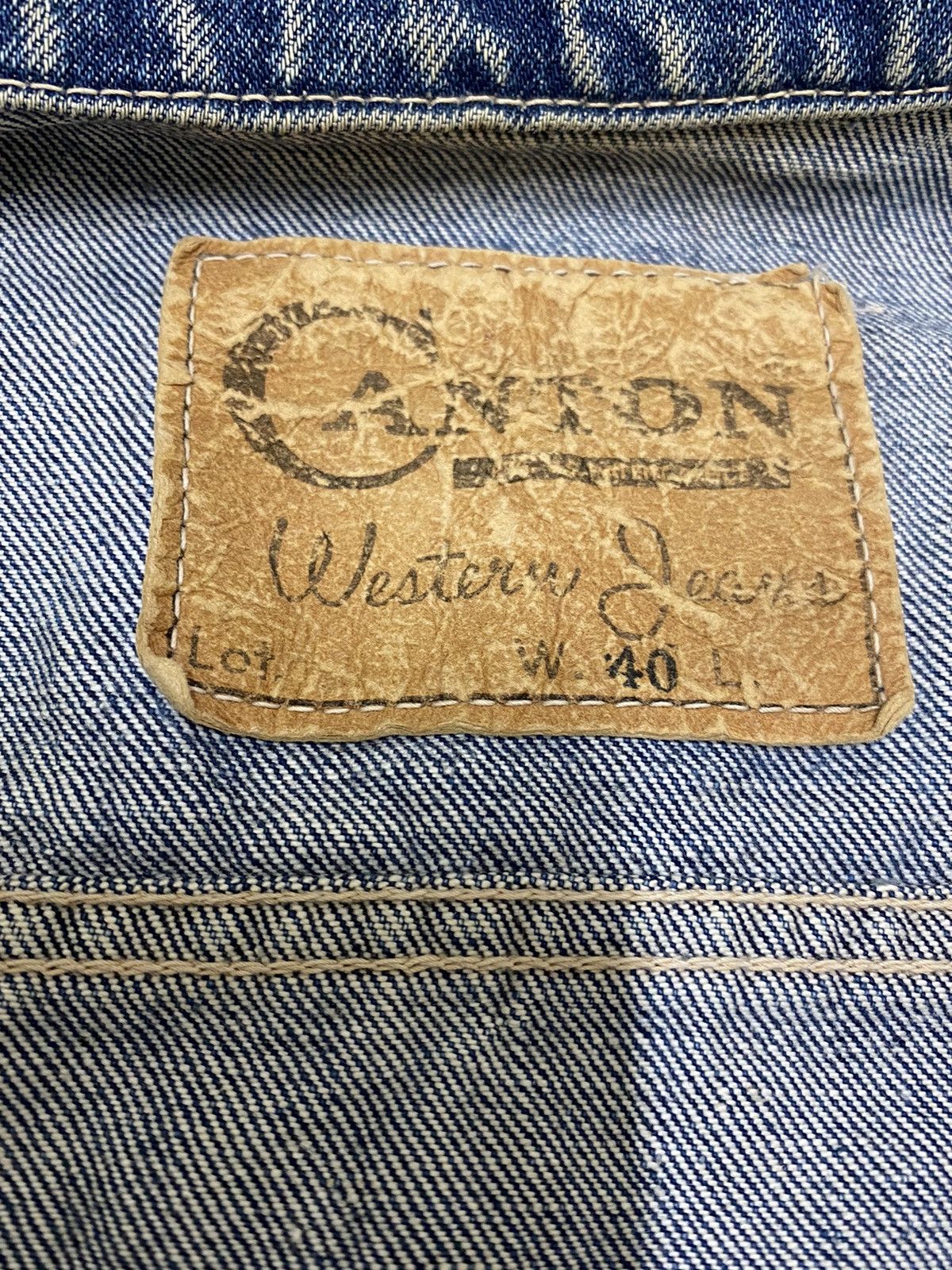 Japanese Brand × Vintage Vintage Canton Wastern Jeans Distressed Trucker Jacket (C3) Size US L / EU 52-54 / 3 - 10 Thumbnail