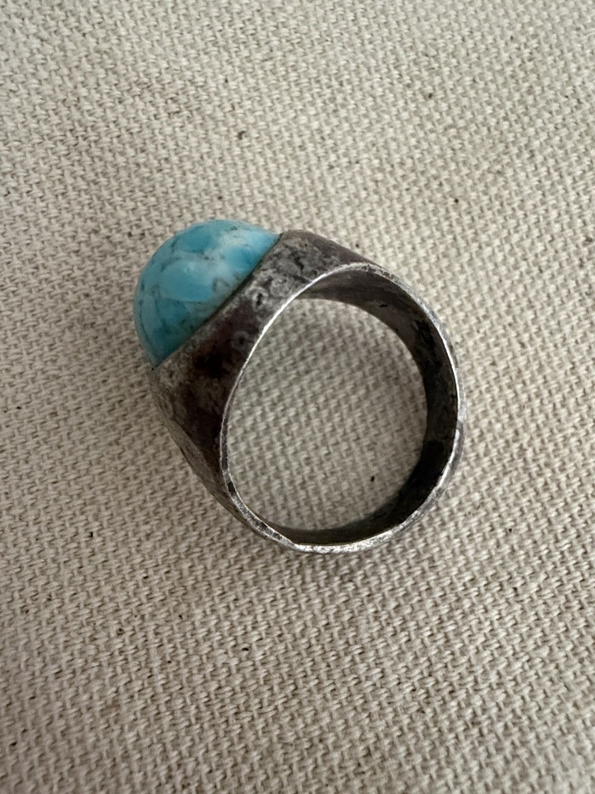 Other Sterling Silver 925 Turquoise Ring Sz 9 Chunky Wide Band Size ONE SIZE - 5 Thumbnail