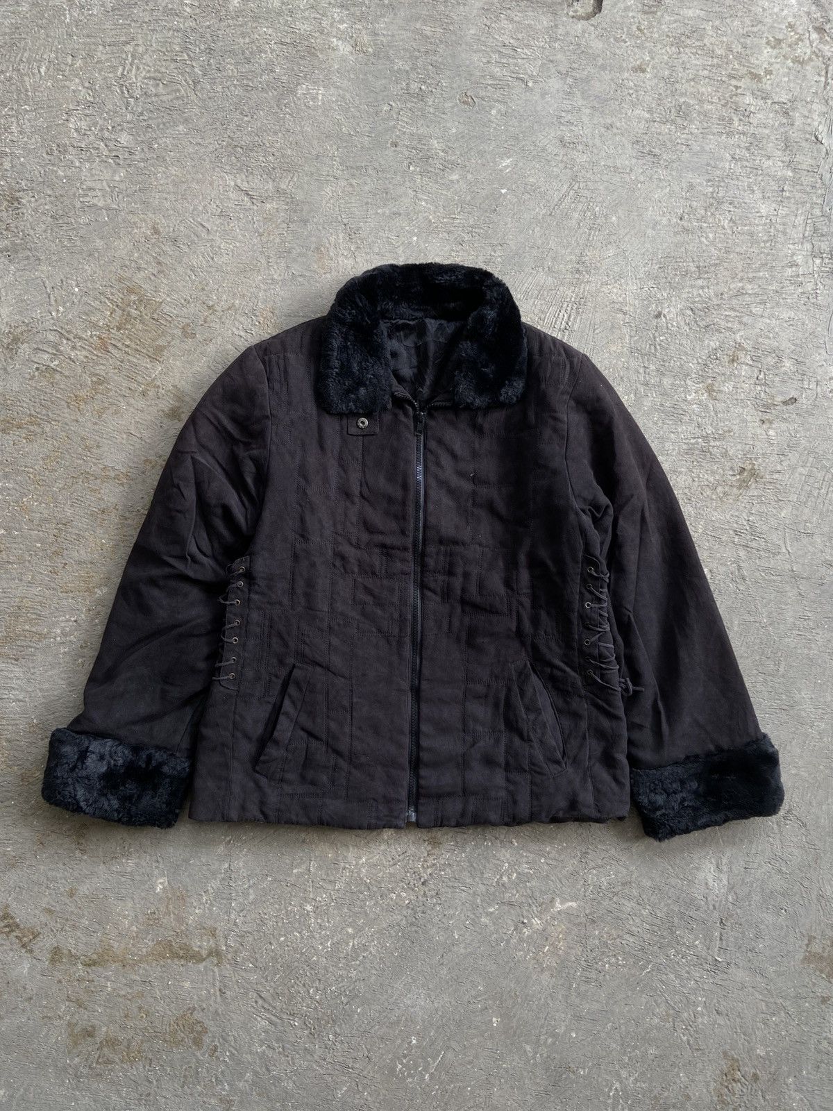 Japanese Brand 2000s Japanese Brand - Vkei Apocalypse Style Trim Fur Jacket Size L / US 10 / IT 46 - 1 Thumbnail