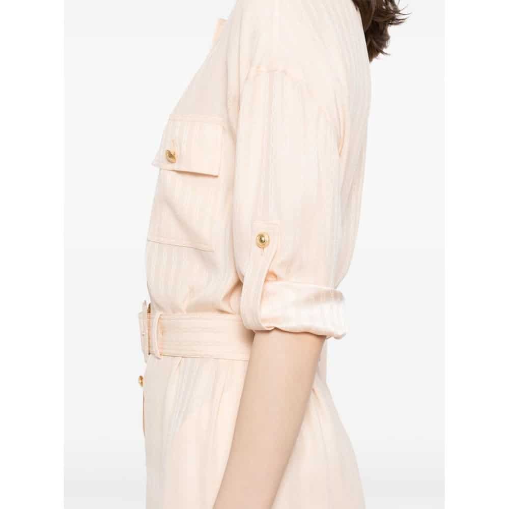 Tom Ford o1loc1c1025 AB3427 Silk Striped Long Polo Dress Light Pink Size M / US 6-8 / IT 42-44 - 4 Thumbnail