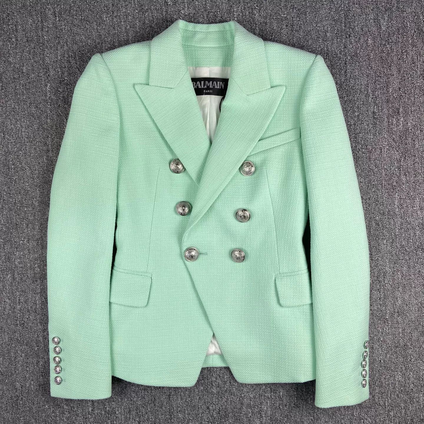 Balmain green double-breasted blazer by balmain Size US S / EU 44-46 / 1 - 1 Thumbnail