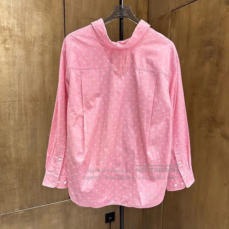 Balenciaga Balenciaga Pink Double B Full Print Long Sleeve Shirt Size XXS / US 00 / IT 34 - 3 Thumbnail