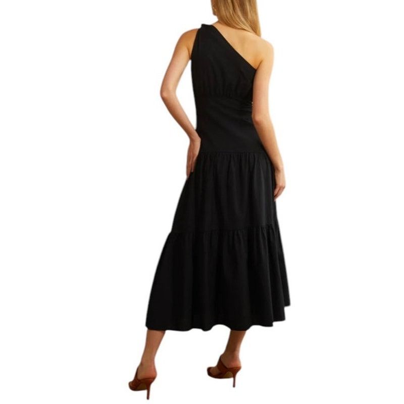 Other Commense Black Asymmetric One Shoulder Knotted Midi Dress Size M / US 6-8 / IT 42-44 - 6 Thumbnail
