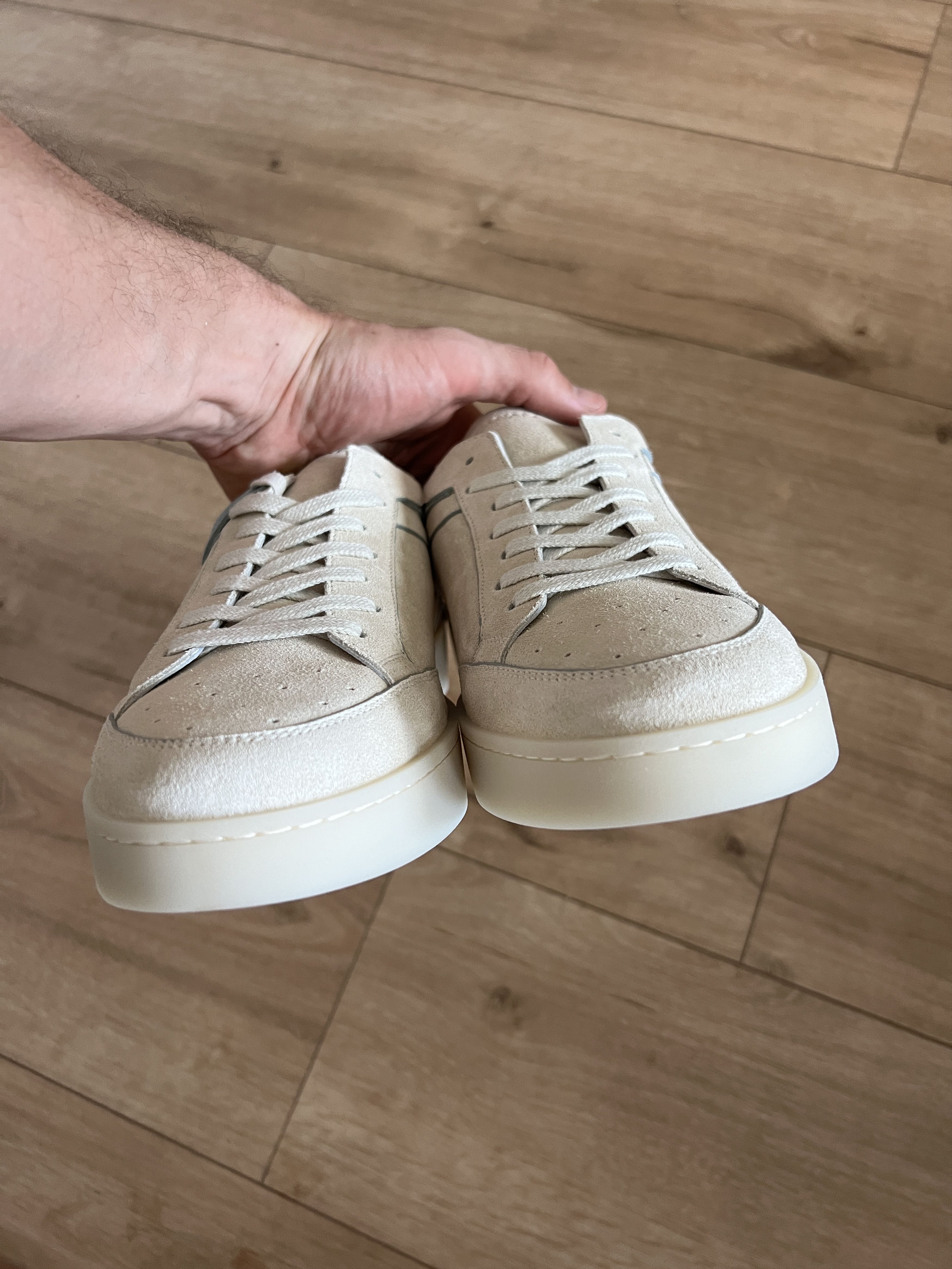 Canali NWT Canali Ivory Suede Designer Sneakers Ribbed Sole Size US 10 / EU 43 - 5 Thumbnail