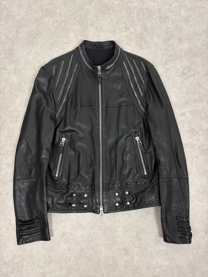Marithe + Francois Girbaud 2000s Marithé + François Girbaud Black Studded Biker Leather Jacket Size US M / EU 48-50 / 2 - 1 Thumbnail