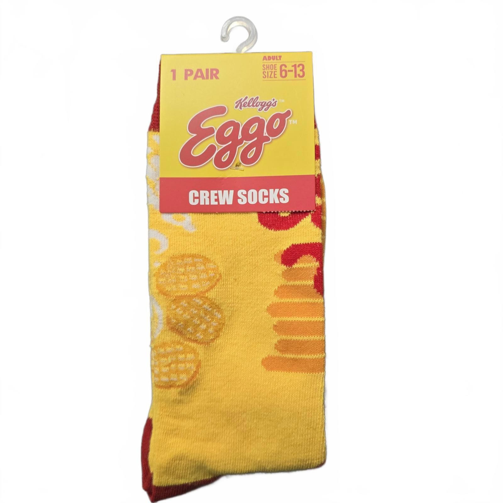 Designer Kellogg's Eggo Crew Socks - Fun Breakfast Style Size ONE SIZE - 1 Thumbnail