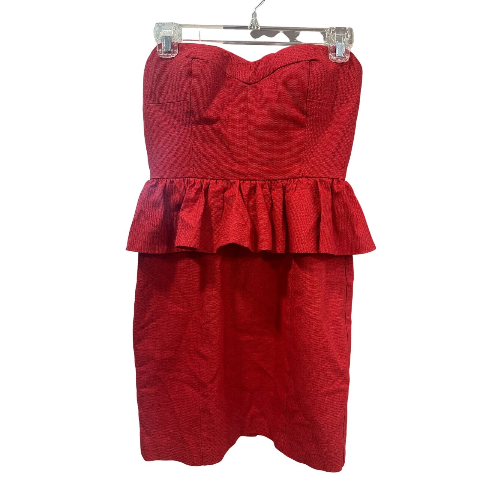 Other Anyn K Women's Red Strapless 100% Cotton Peplum Mini Dress S Size S / US 4 / IT 40 - 2 Thumbnail