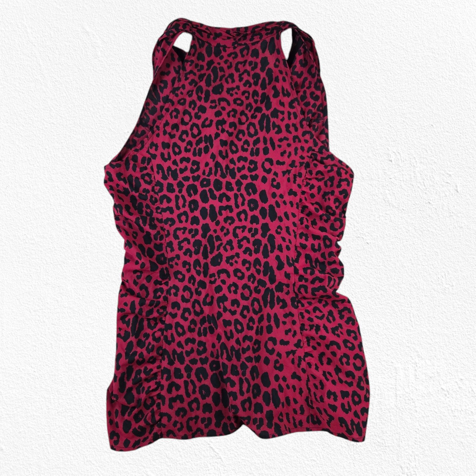 Express Red Black Leopard Print Ruffle V-Neck Blouse Size Large Size L / US 10 / IT 46 - 10 Thumbnail