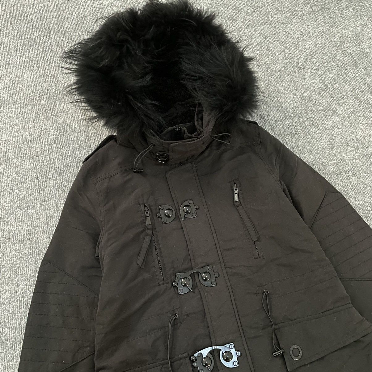 Japanese Brand Japanese SLY Black Parka Racoon Hood Apocalypse Style Size US S / EU 44-46 / 1 - 4 Thumbnail