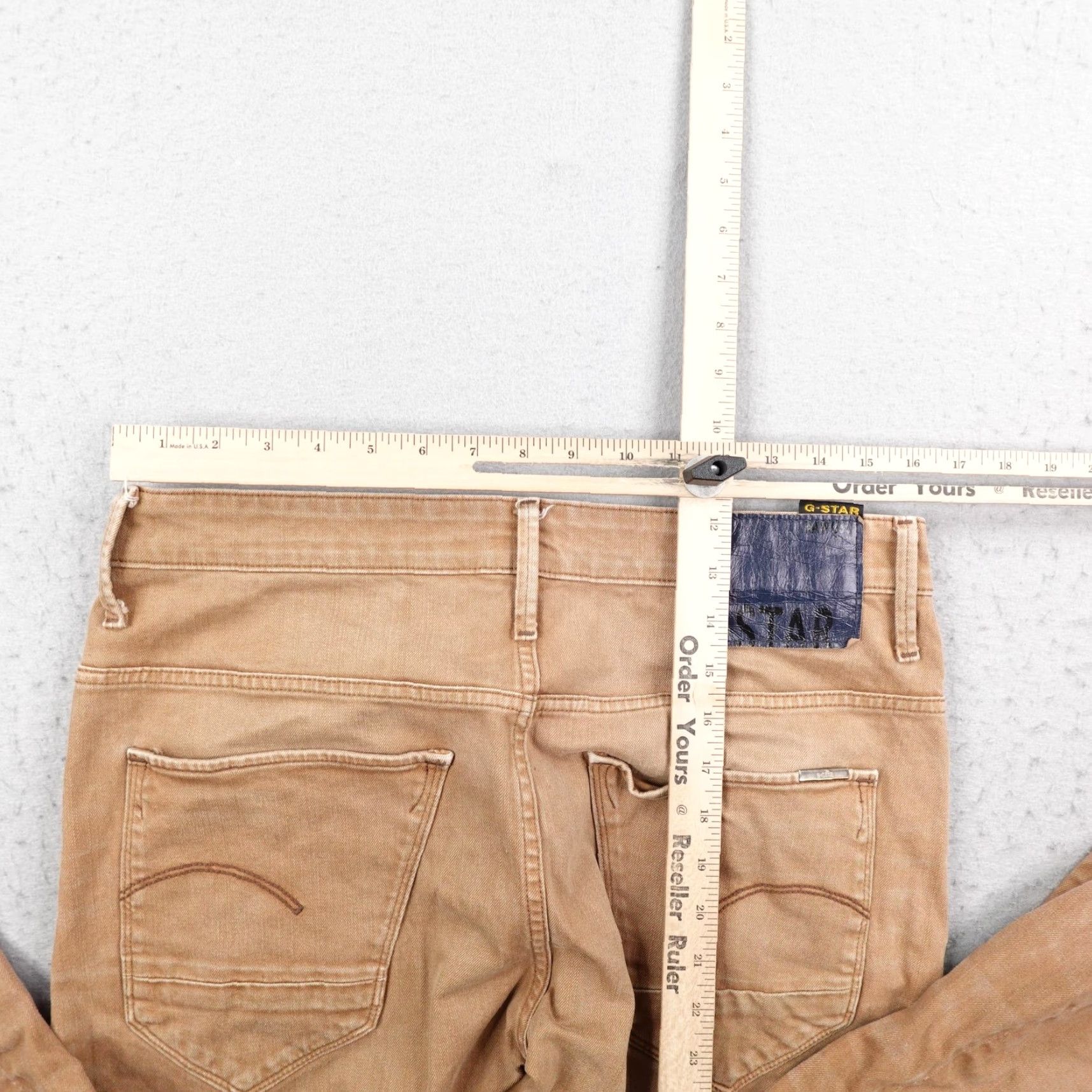 Vintage G Star RAW Jeans Mens 32x34 Beige Khaki Tan Denim Arc 3D Slim COJ Tapered Flex Slim Jeans Mens 32x34 Beige Denim Arc 3D Slim COJ Tapered Flex Size US 32 / EU 48 - 7 Thumbnail