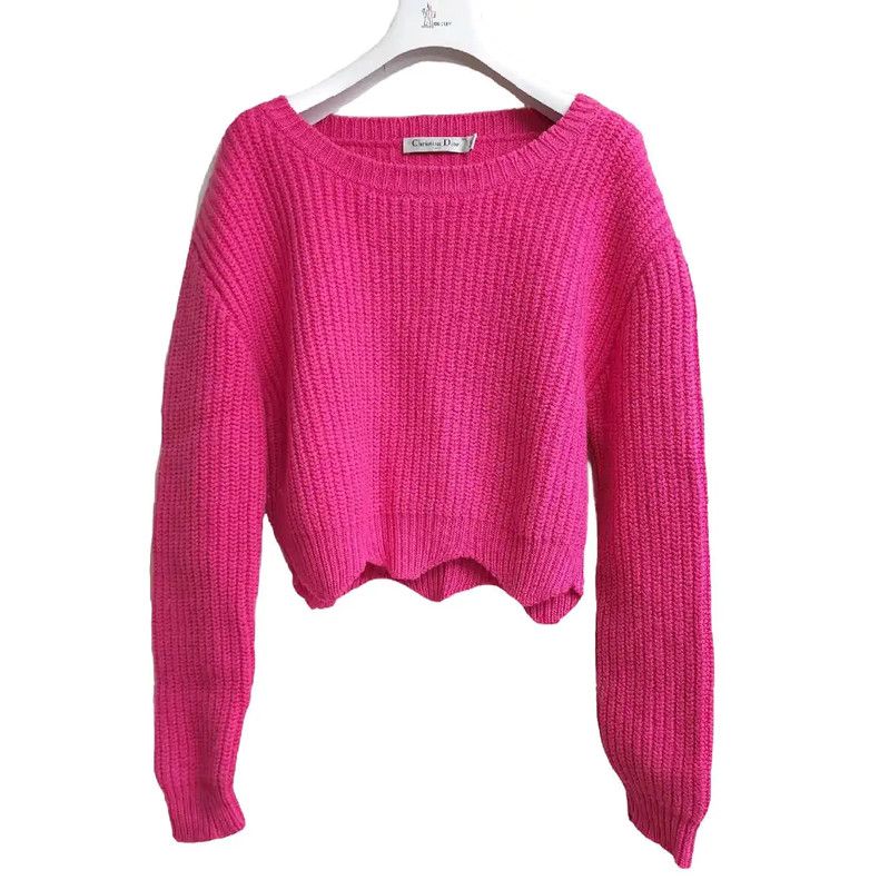 Dior Pink Wool Long Sleeve Pullover Sweater 0089