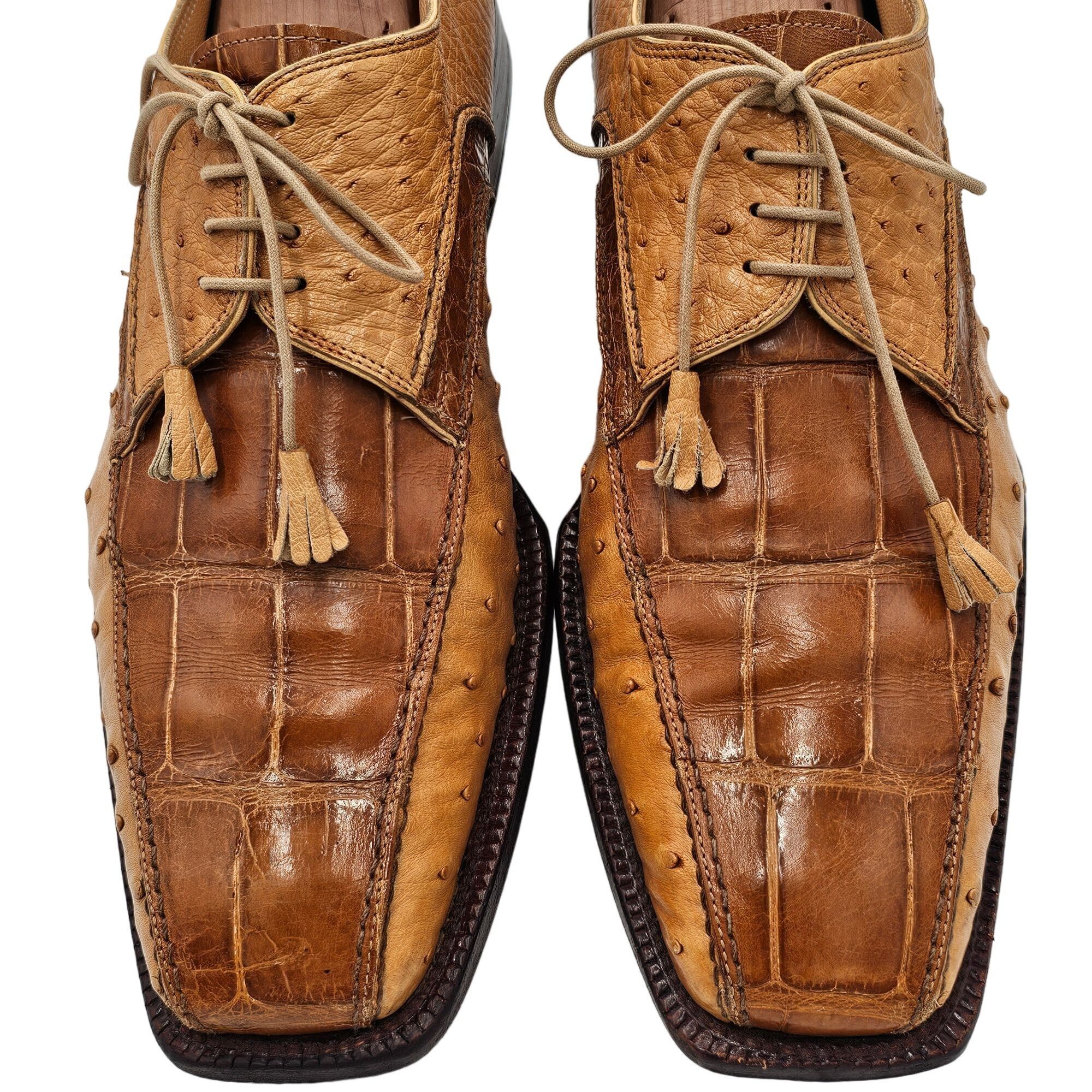 David Eden Vintage David Eden Exotic Ostrich Alligator Derby Italy Men Size US 12 / EU 45 - 2 Thumbnail