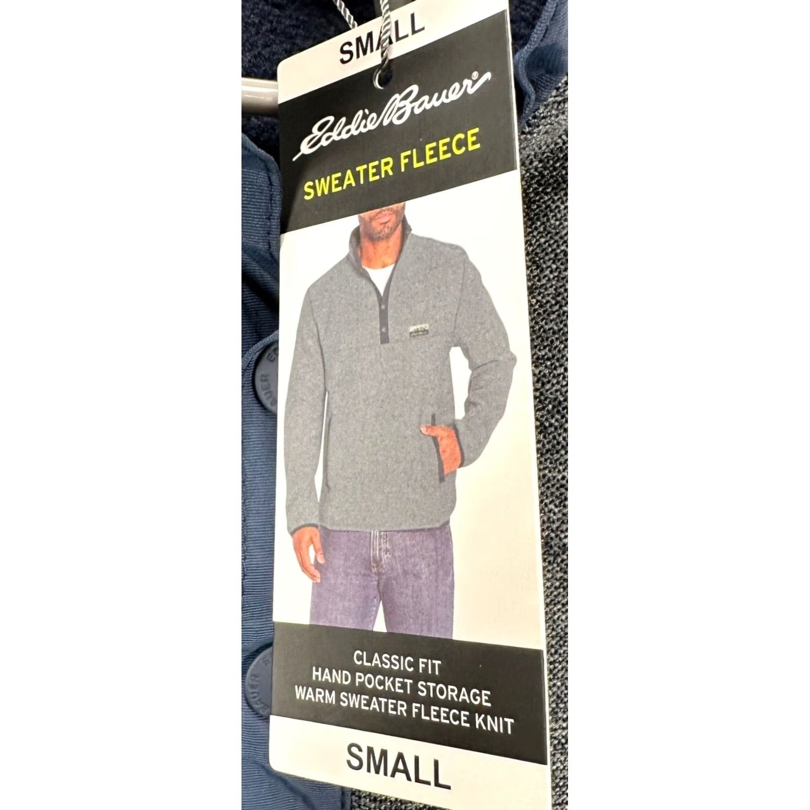 Eddie Bauer Eddie Bauer Sweater Mens Small Grey Navy Knit Fleece Snap Pullover Classic NEW Size US S / EU 44-46 / 1 - 7 Thumbnail
