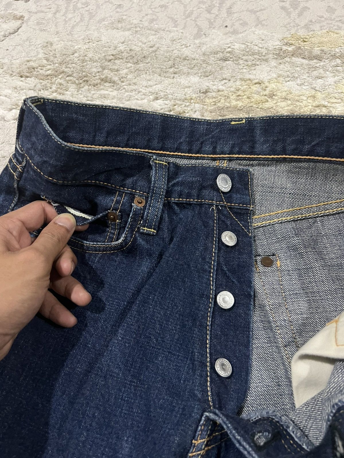 Oni Vintage Adam Et Rope 12oz Indigo Selvaged Denim Regular 501 Size US 28 / EU 44 - 7 Thumbnail
