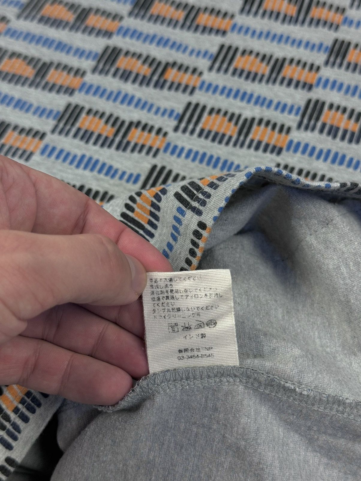Designer × Folk FOLK Geometric Grey Multicolor Cotton Crew Neck T-Shirt Size US L / EU 52-54 / 3 - 12 Thumbnail