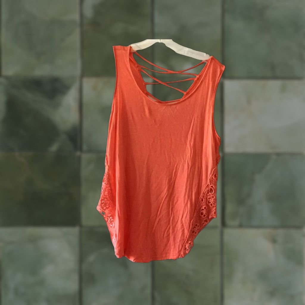 Vintage E M Blouse Women Small Orange Sleeveless Knit Top Sexy Womens Size XS / US 0-2 / IT 36-38 - 1 Thumbnail