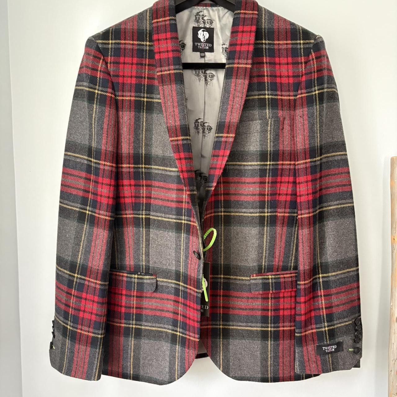 Other Twisted Tailor CARDOSI RED TARTAN WOOL JACKET size 48 R Size 48R - 1 Thumbnail