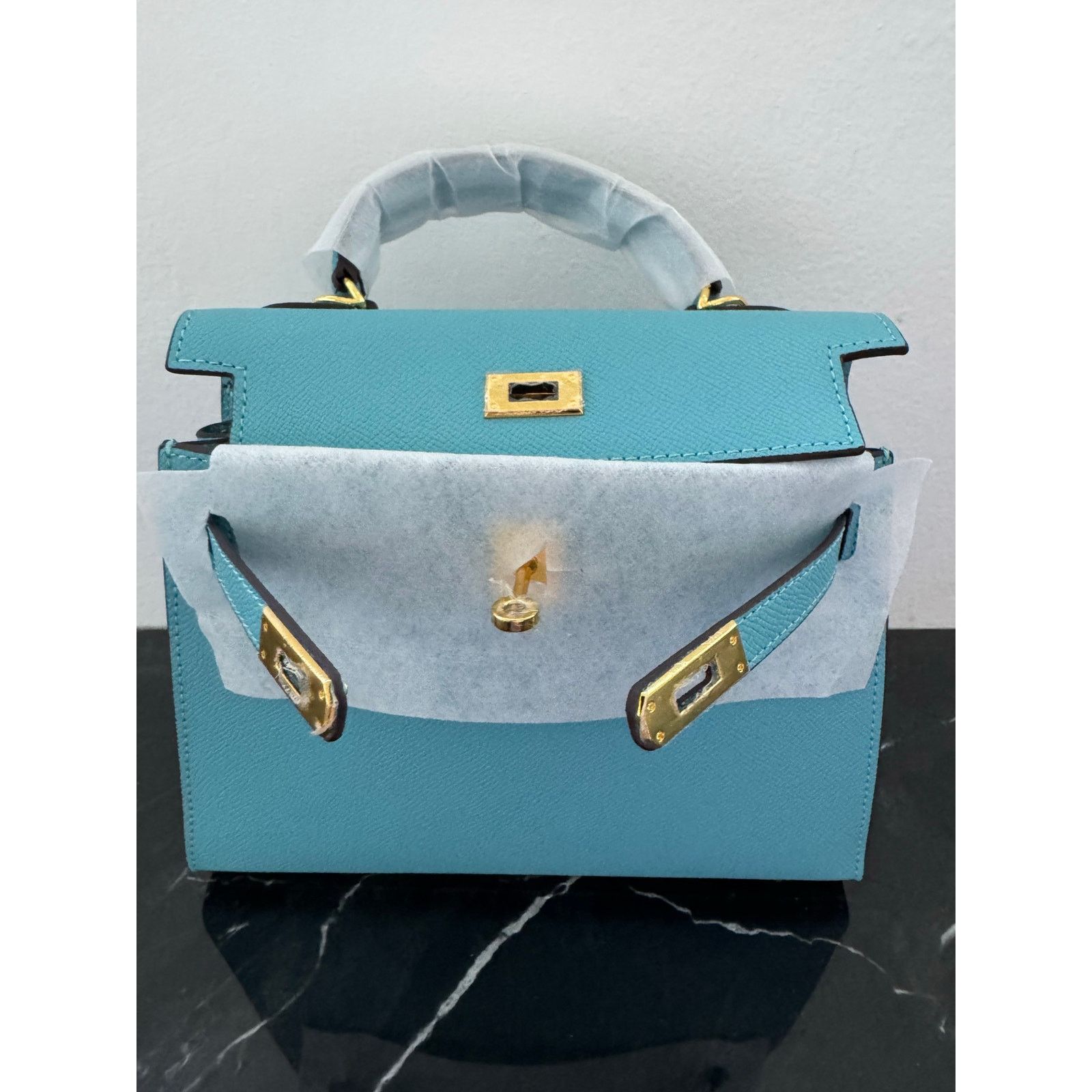 Other Aqua Blue “Kelly-Style” Top Handle Bag Size ONE SIZE - 15 Thumbnail