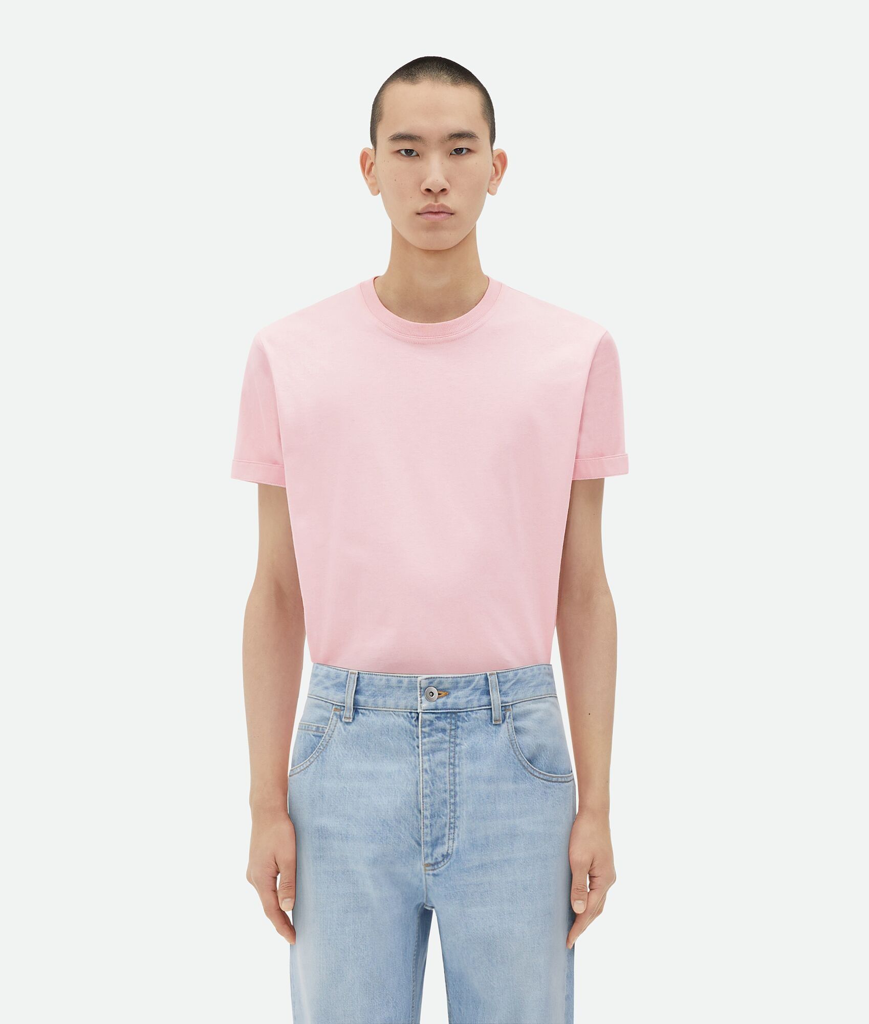 Bottega Veneta o1n1vont0125 Light Cotton T-Shirt in Light Pink Size US XS / EU 42 / 0 - 1 Thumbnail