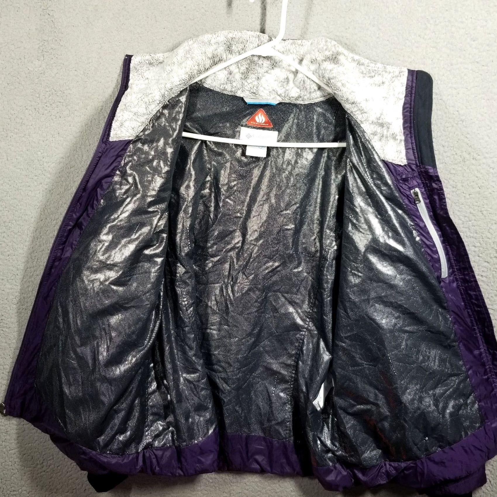 Vintage Columbia Omni-Heat Jacket Womens Plus Size 1X Purple Puffer Mid Length Hooded Zipped Pockets Exterior Polyester Outer Shell Winter Casual Travel Size XL / US 12-14 / IT 48-50 - 3 Thumbnail