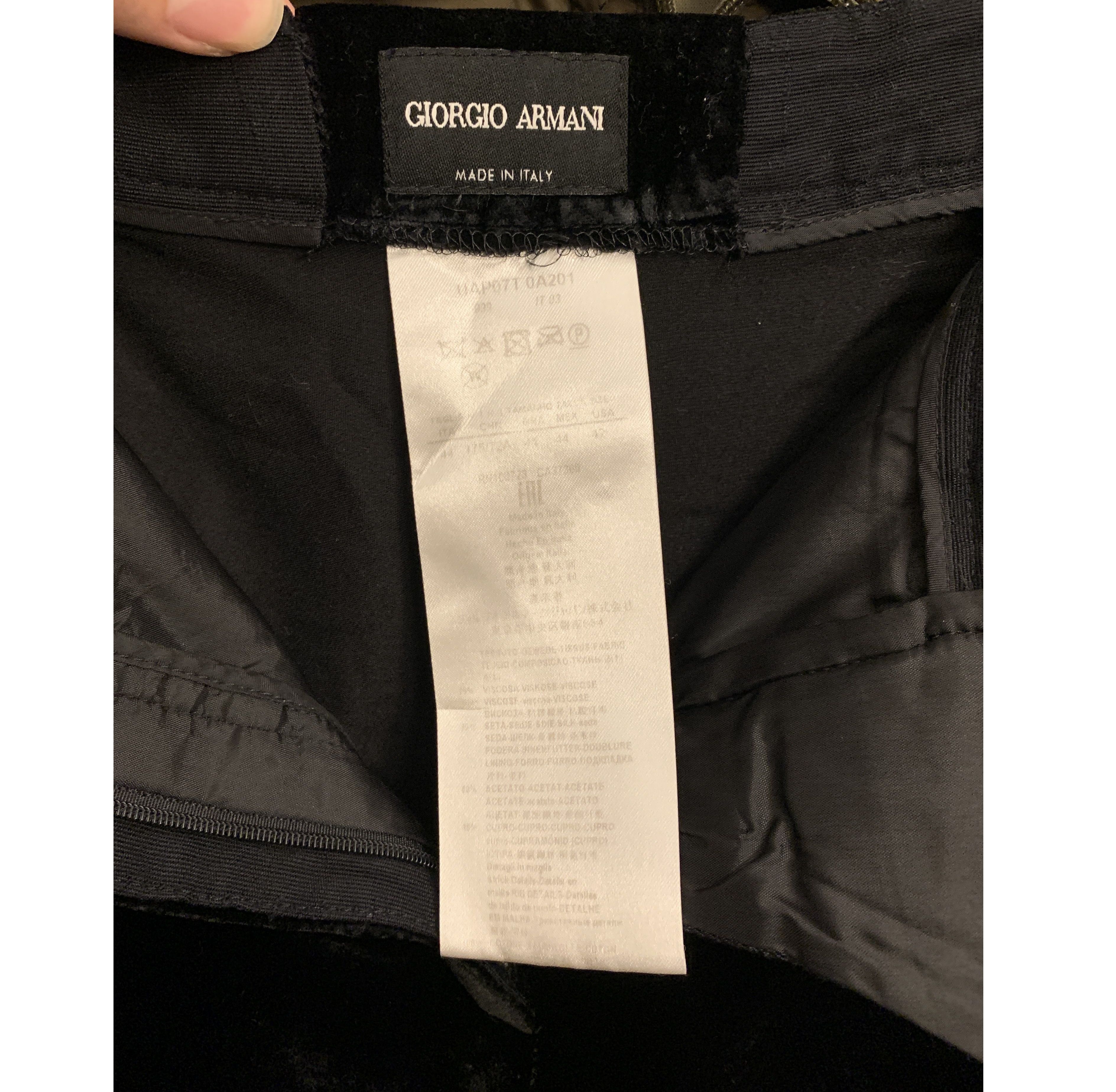 Giorgio Armani Vintage Black Crushed Velvet Silk Viscose Sweatpants Size 36" / US 14 / IT 50 - 2 Thumbnail