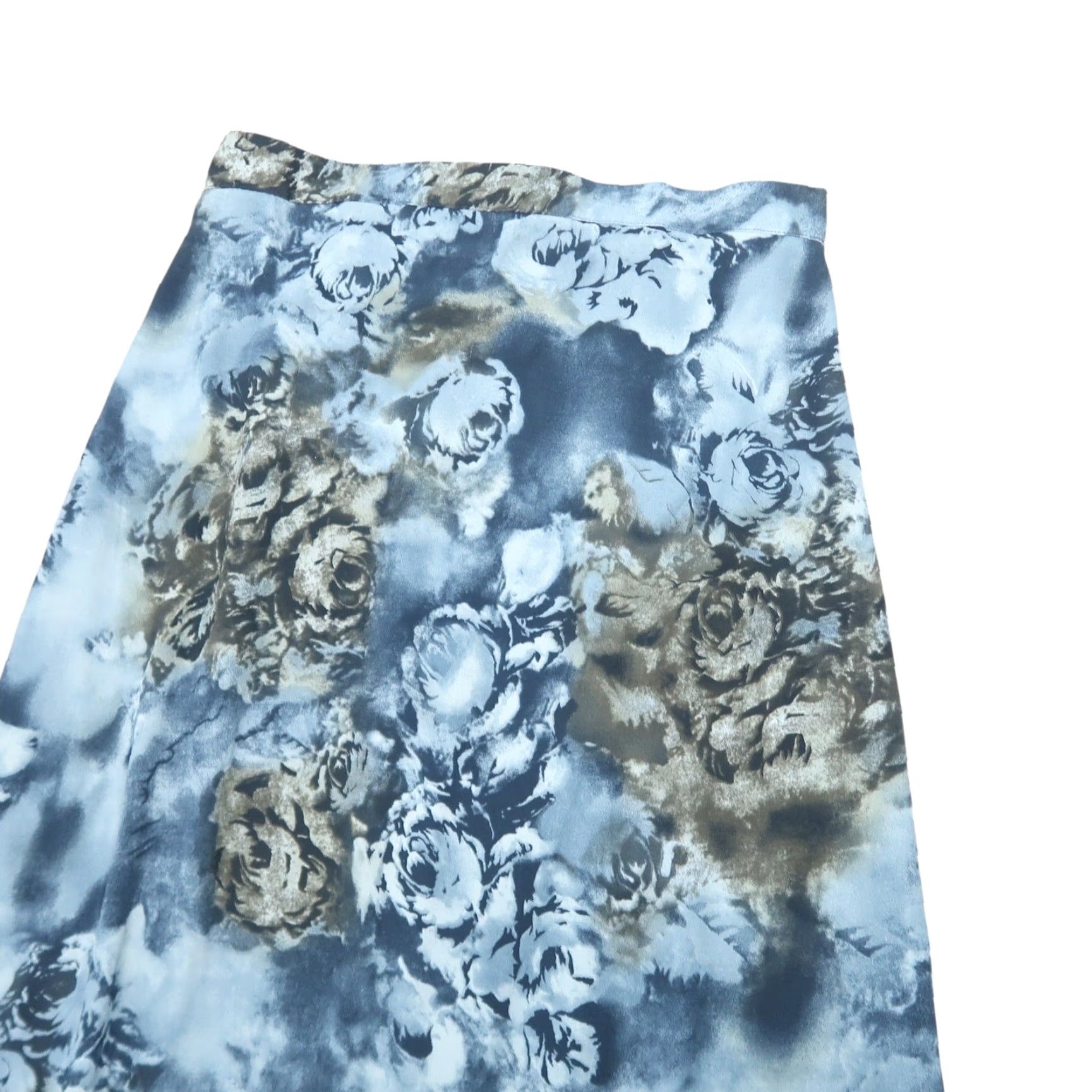 Vintage VINTAGE 90s Tradition Blue Rose Floral Print Midi Skirt L Womens High-Waisted A-Line Polyester Size 36" / US 14 / IT 50 - 2 Thumbnail