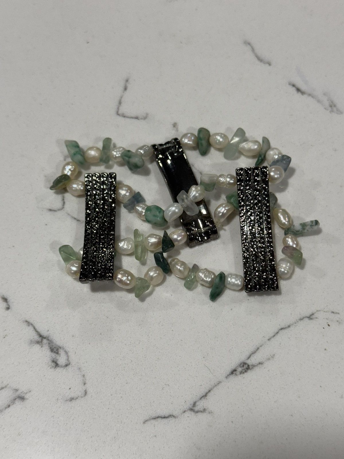 Jewelry Vintage Authentic Freshwater Pearl & Jade Double Bracelet Size ONE SIZE - 3 Thumbnail