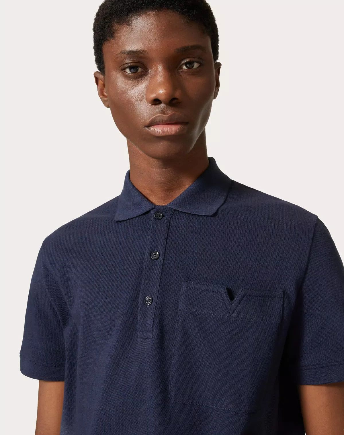 Valentino oc11z0725 Cotton Pique Polo Shirt in Navy Blue Size US XL / EU 56 / 4 - 6 Thumbnail