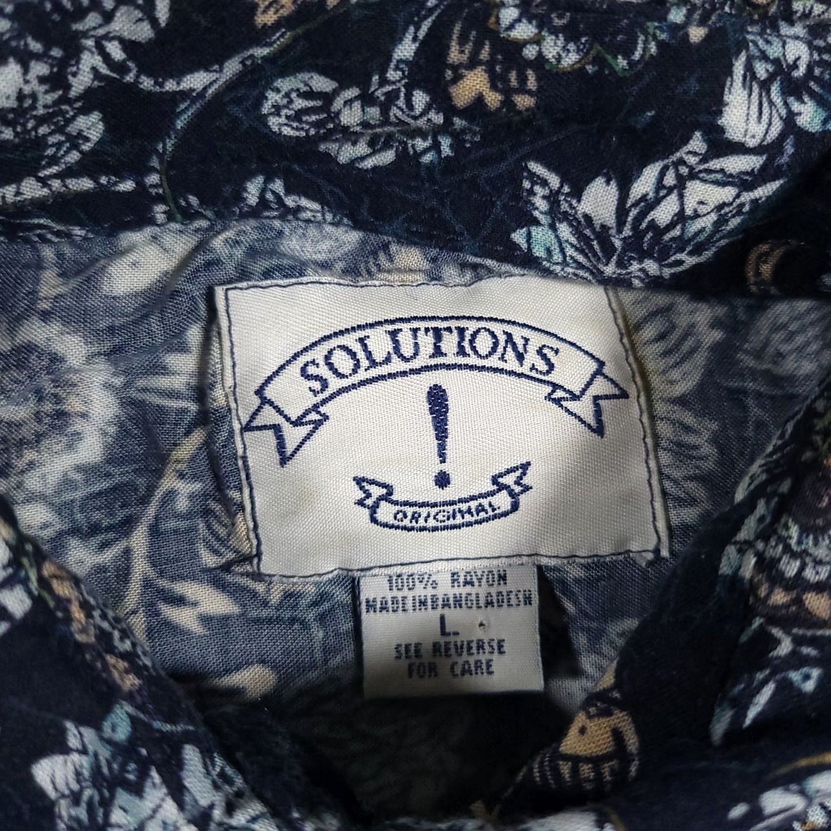 Vintage VINTAGE Solutions Shirt Women's Large Blue Floral Button Up Short Sleeve Rayon Casual Size L / US 10 / IT 46 - 6 Thumbnail