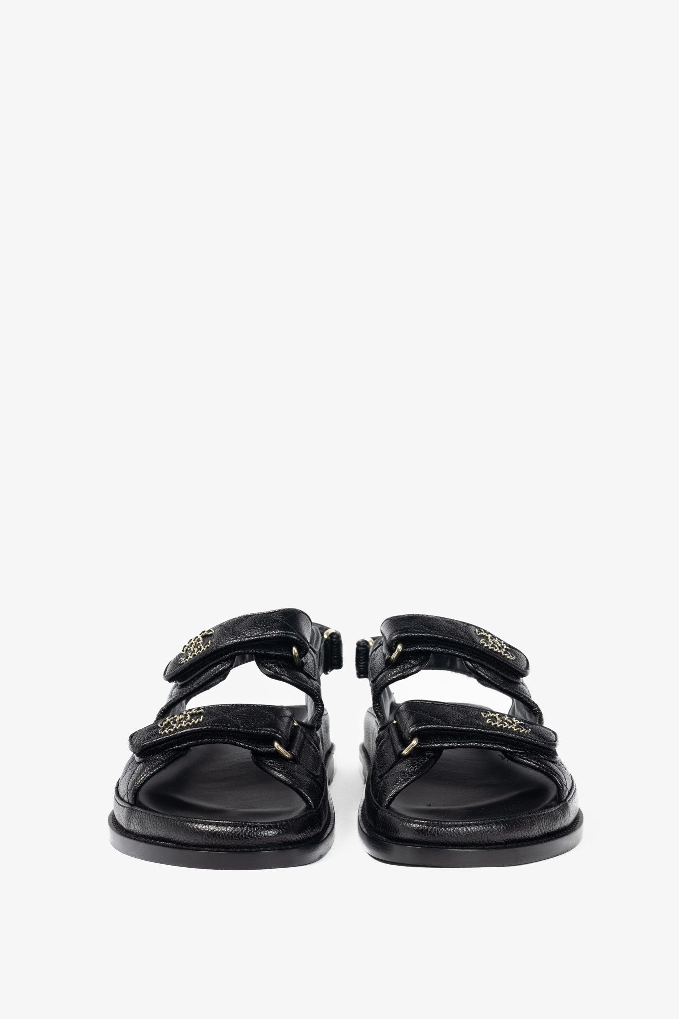 Chanel Chanel Black Caviar Quilted CC Dad Sandals Size US 9 / IT 39 - 3 Thumbnail