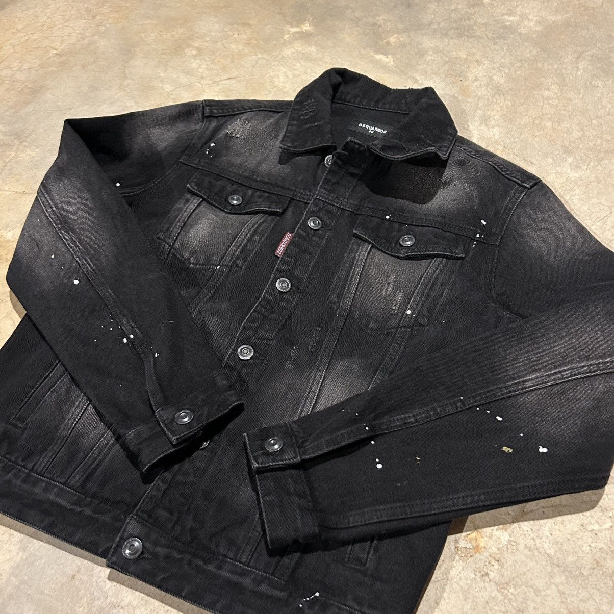 Designer NWT Dsquared2 Dan Distressed Paint Splatter Denim Jacket Size US L / EU 52-54 / 3 - 4 Thumbnail