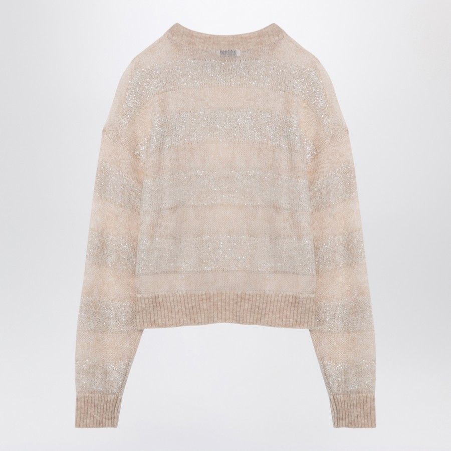 Brunello Cucinelli o1d2blof0824 Striped Sweater Mohair Blend Size L / US 10 / IT 46 - 2 Thumbnail