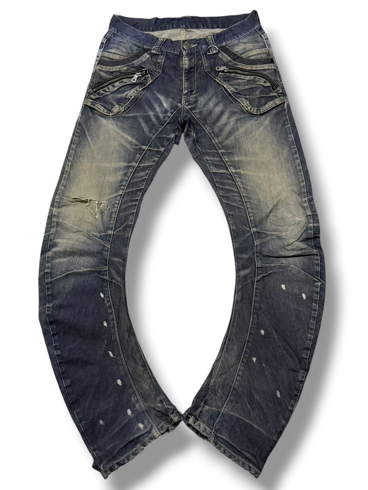 PPFM Vintage PPFM Multi-Zip Distressed Japan Denim Jeans | W30 Size US 30 / EU 46 - 2 Thumbnail