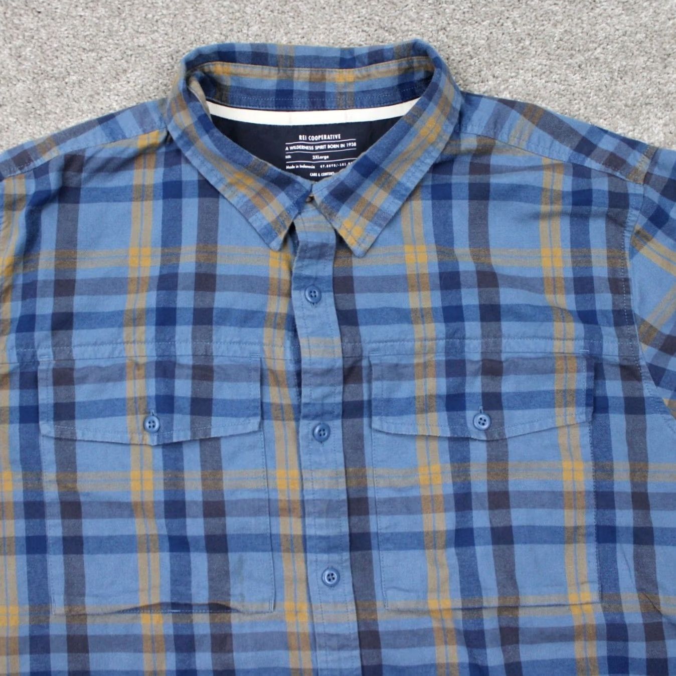 Vintage REI Co-op Shirt Mens 3XL Blue/Yellow Wallace Lake Flannel Cotton Long Sleeve Size US XXL / EU 58 / 5 - 6 Thumbnail