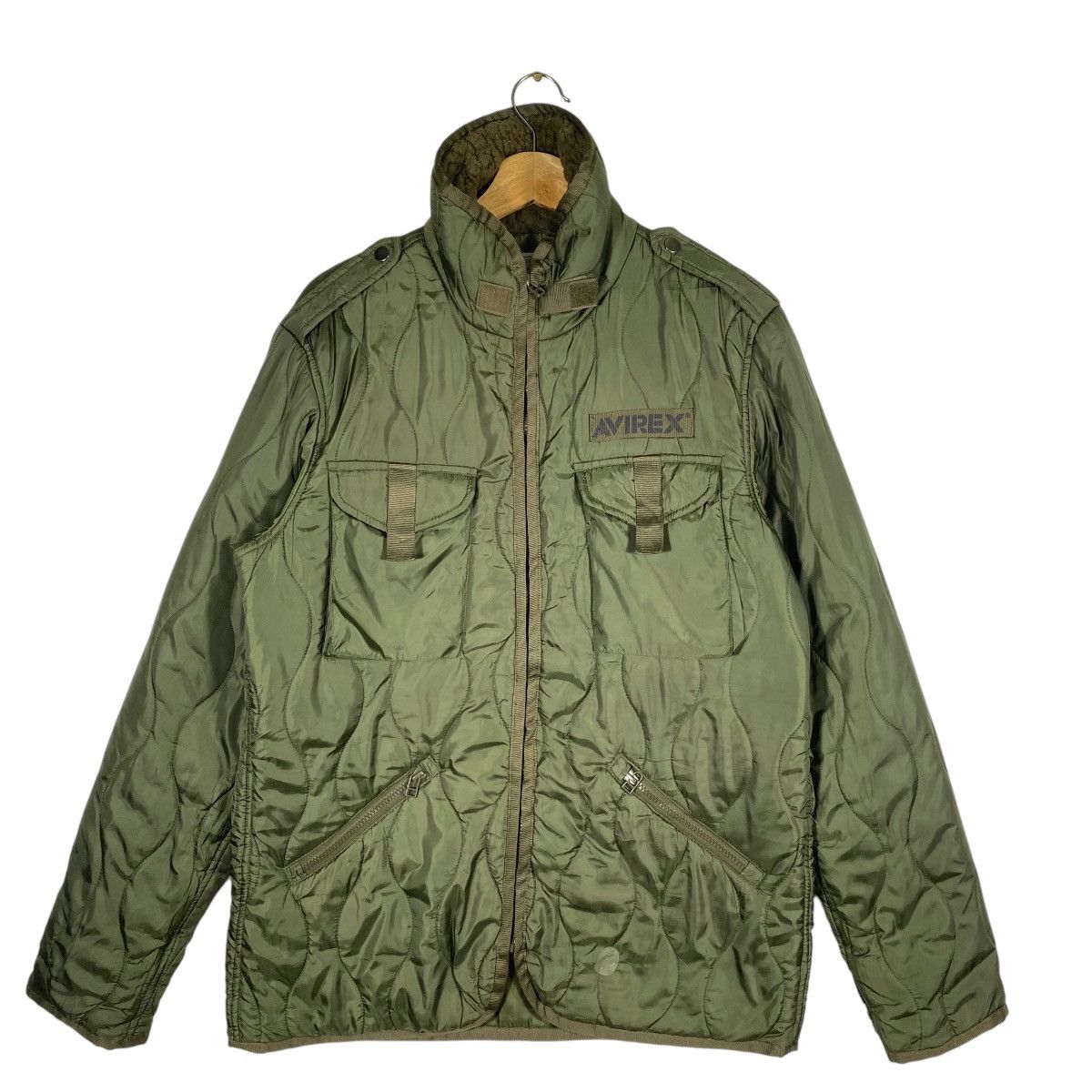 Avirex × Japanese Brand Vintage Avirex Quilted Zipper Jacket L Size Green Army Size US L / EU 52-54 / 3 - 1 Thumbnail