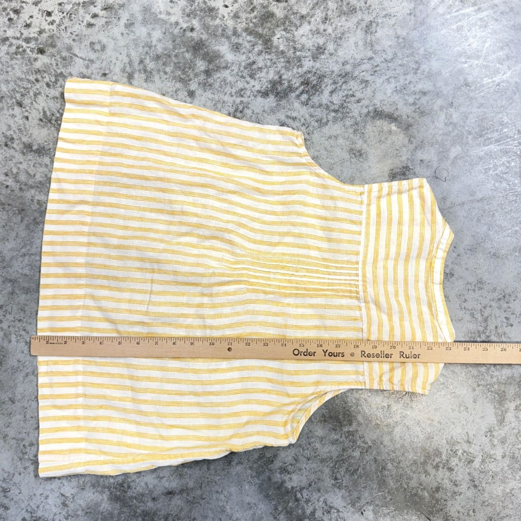 Faherty Faherty Tank Top Womens Small Yellow Linen Striped Sleeveless Henley Top Shirt Basic Size S / US 4 / IT 40 - 5 Thumbnail