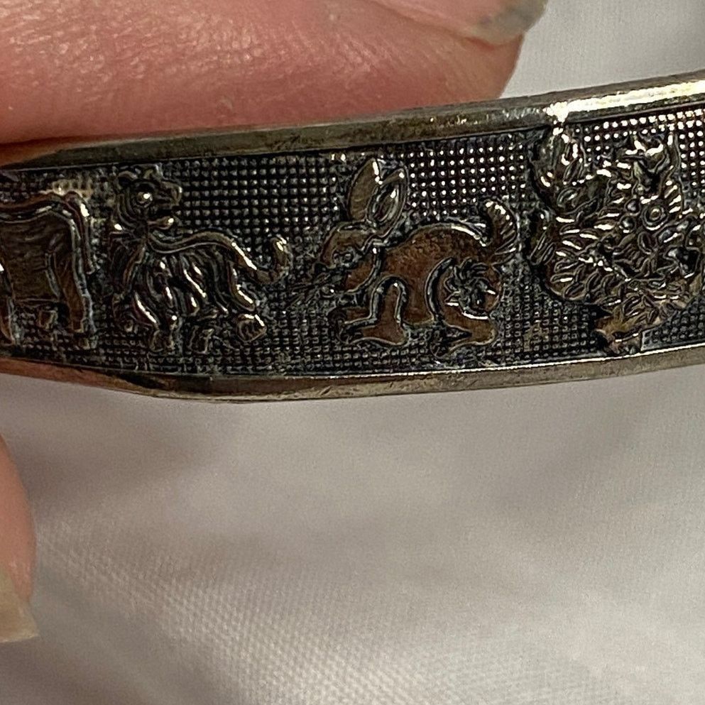 Other Vintage Sterling Silver 925 Chinese Zodiac Bangle Bracelet Size ONE SIZE - 7 Thumbnail