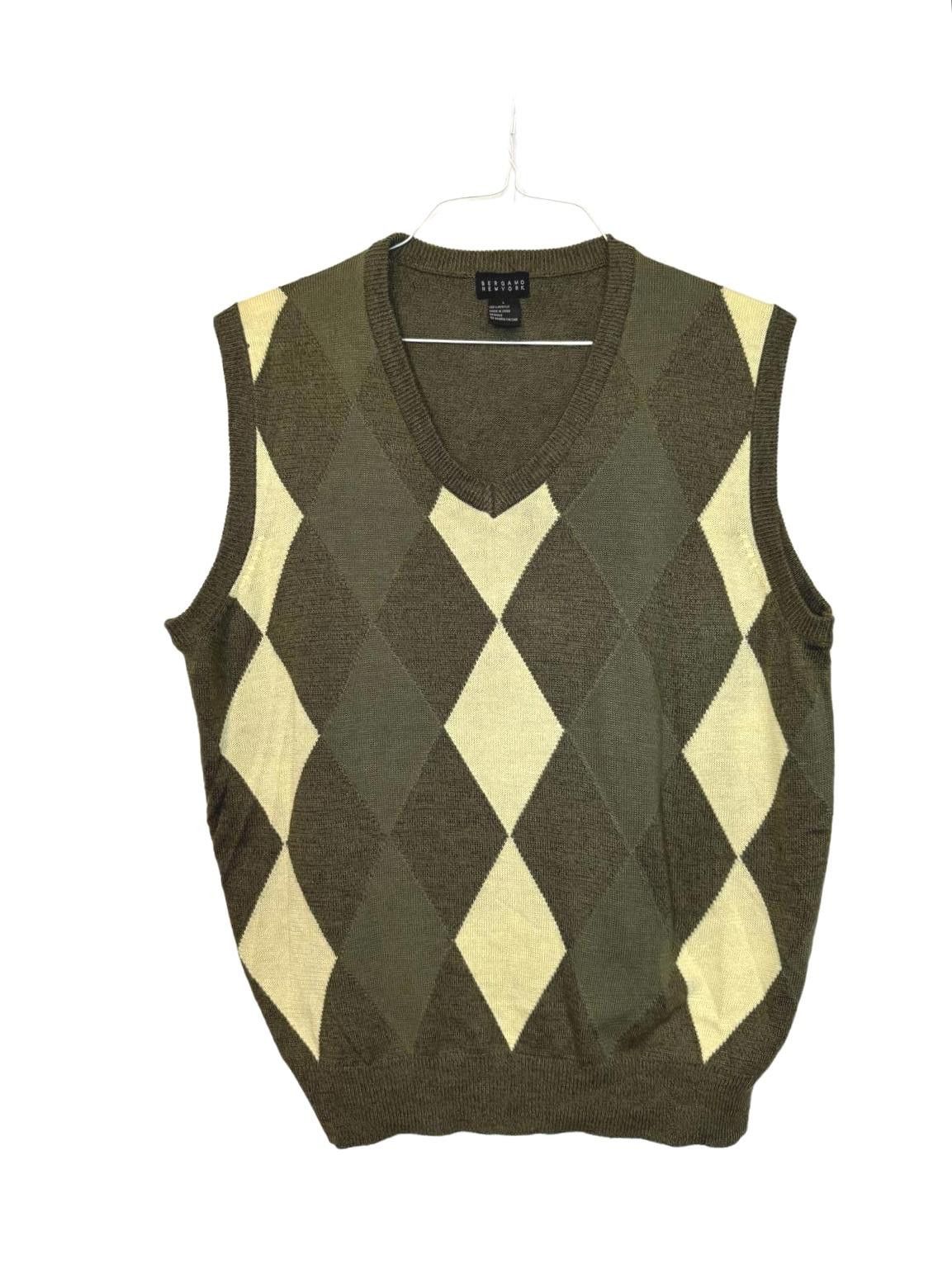 Other Men Preppy Argyle Knit Sweater Vest - Olive Green Size 42R - 1 Thumbnail