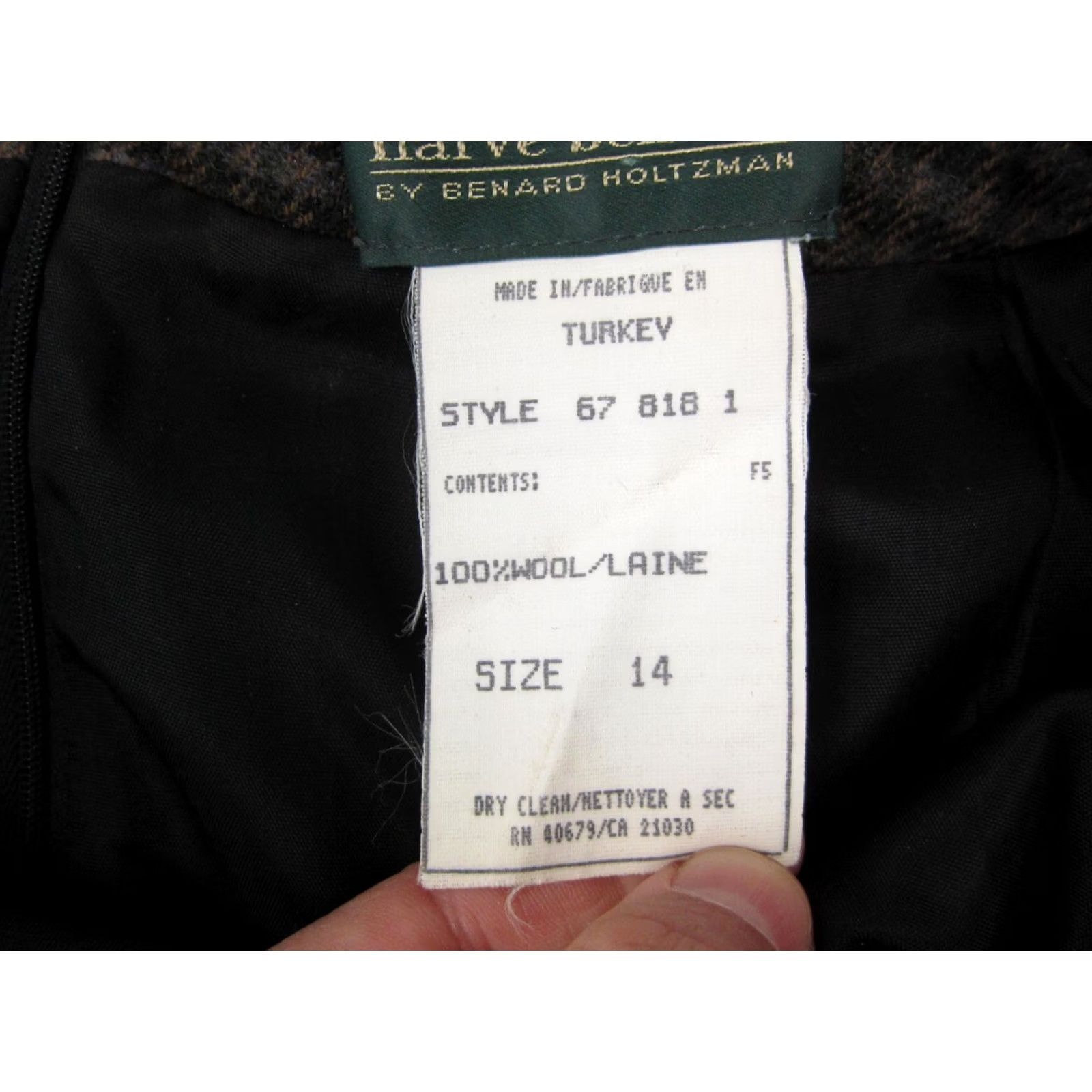 Vintage VINTAGE harvé benard Skirt Womens 14 Brown 100% Wool Gingham Mini 80s 90s City Preppy Retro Womens Size 36" / US 14 / IT 50 - 5 Thumbnail