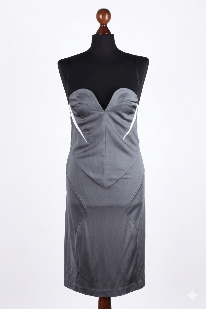 Balenciaga Women's Balenciaga Grey Sleeveless Corset Midi Dress Size S Size S / US 4 / IT 40 - 1 Thumbnail