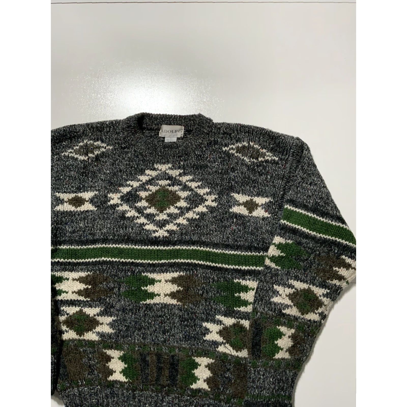 Vintage VINTAGE Adolfo Chimayo Aztec Southwestern Native Wool Blend Crewneck Sweater LG Mens Size US L / EU 52-54 / 3 - 3 Thumbnail