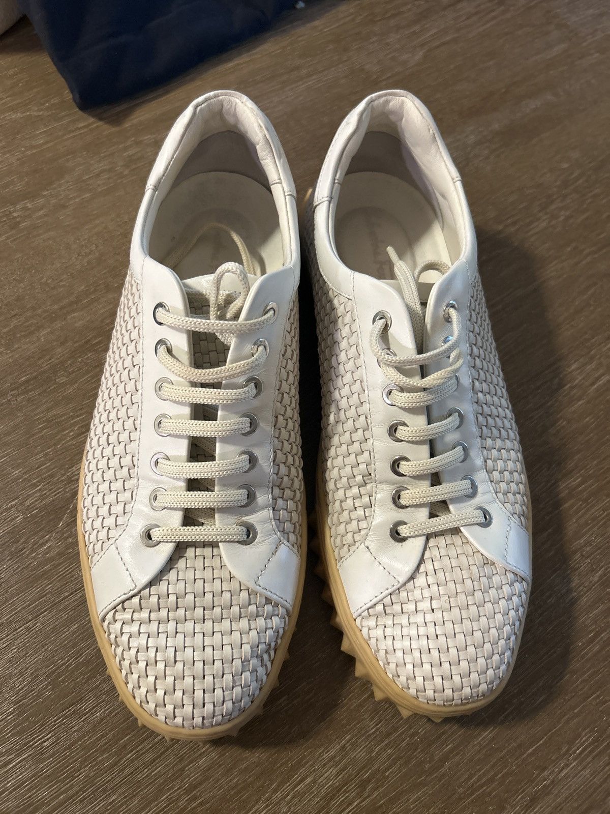 Salvatore Ferragamo Ferragamo Leather Woven Sneakers Size US 7.5 / EU 40-41 - 2 Thumbnail