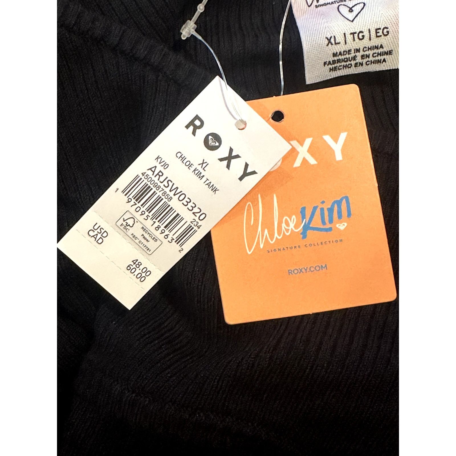 Other Roxy Women's Crop Ribbed Black Tank Top Scoop Neck XL NWT Size XL / US 12-14 / IT 48-50 - 10 Thumbnail