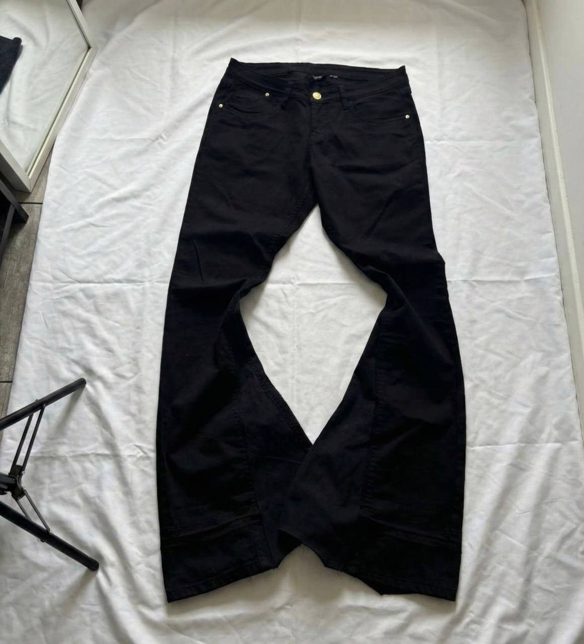 Japanese Brand Custom Black Baggy Distressed Jeans Painted Wide Leg Size US 31 - 2 Thumbnail
